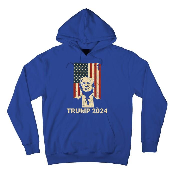 Trump Vintage America Flag Trump 2024 Gift Tall Hoodie