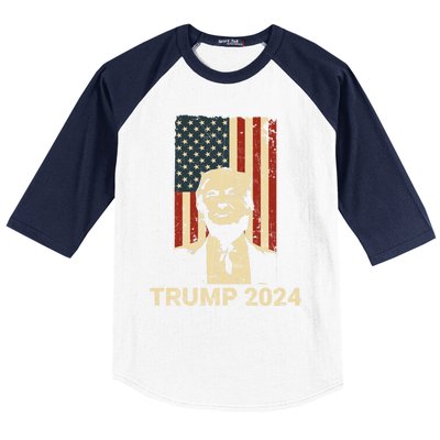 Trump Vintage America Flag Trump 2024 Gift Baseball Sleeve Shirt