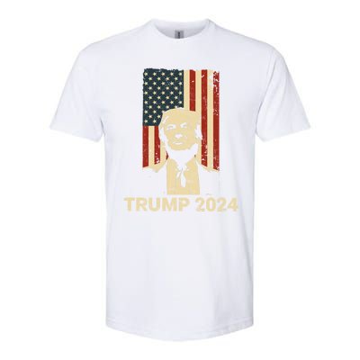 Trump Vintage America Flag Trump 2024 Gift Softstyle CVC T-Shirt