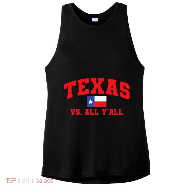 Texas Vs. All Y'All Texas Pride Home State Texas Shape Ladies PosiCharge Tri-Blend Wicking Tank