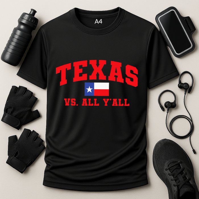 Texas Vs. All Y'All Texas Pride Home State Texas Shape Cooling Performance Crew T-Shirt