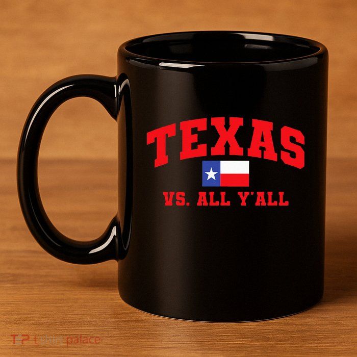 Texas Vs. All Y'All Texas Pride Home State Texas Shape 11oz C Handle Ceramic Mug