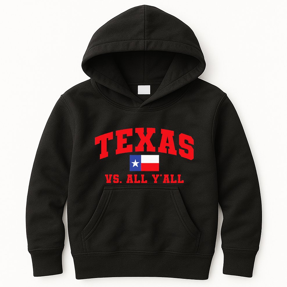 Texas Vs. All Y'All Texas Pride Home State Texas Shape Kids Hoodie