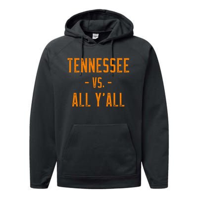 Tennessee Vs All Y’all Sports Weathered Vintage Southern Performance Fleece Hoodie