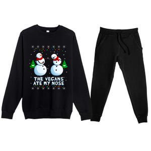 The Vegans Ate My Nose Gift Funny Christmas Great Gift Premium Crewneck Sweatsuit Set