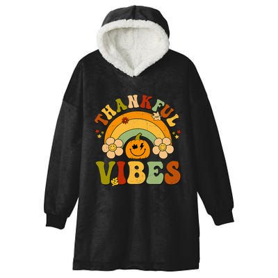 Thankful Vibes Autumn Pumpkin Harvest Festive Hooded Wearable Blanket