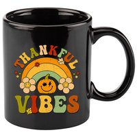 Thankful Vibes Autumn Pumpkin Harvest Festive 11oz C Handle Ceramic Mug
