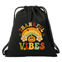 Thankful Vibes Autumn Pumpkin Harvest Festive Drawstring Bag