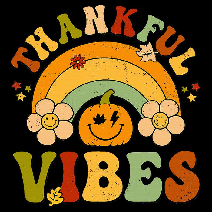 Thankful Vibes Autumn Pumpkin Harvest Festive Drawstring Bag