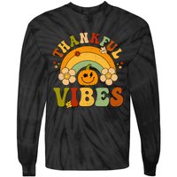 Thankful Vibes Autumn Pumpkin Harvest Festive Tie-Dye Long Sleeve Shirt