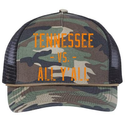 Tennessee Vs. All Y’All Sports Weathered Vintage Southern Retro Rope Trucker Hat Cap