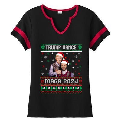 Trump Vance Brothers Maga 2024 Christmas Ugly Sweater Xmas Sweatshirt Ladies Halftime Notch Neck Tee