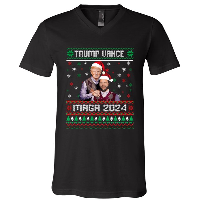 Trump Vance Brothers Maga 2024 Christmas Ugly Sweater Xmas Sweatshirt V-Neck T-Shirt