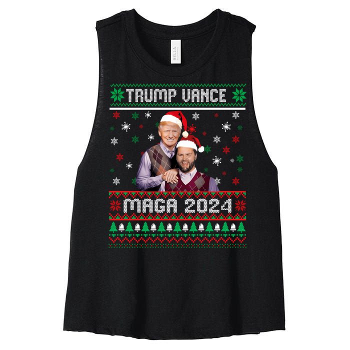 Trump Vance Brothers Maga 2024 Christmas Ugly Sweater Xmas Sweatshirt Women's Racerback Cropped Tank