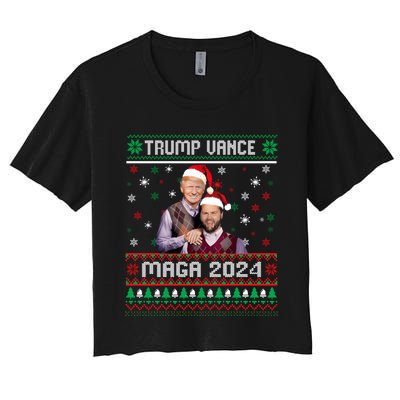 Trump Vance Brothers Maga 2024 Christmas Ugly Sweater Xmas Sweatshirt Women's Crop Top Tee