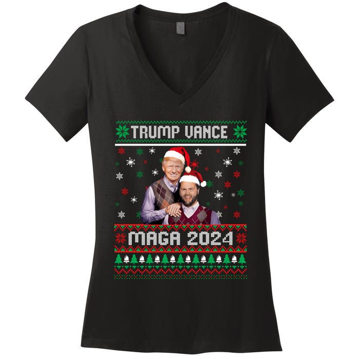 Trump Vance Brothers Maga 2024 Christmas Ugly Sweater Xmas Sweatshirt Women's V-Neck T-Shirt