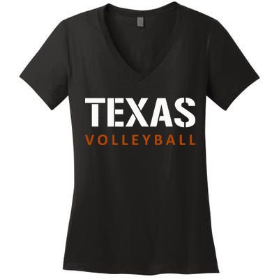 Texas Volleyball Block Style Women's V-Neck T-Shirt