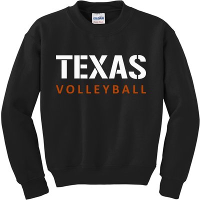 Texas Volleyball Block Style Kids Sweatshirt