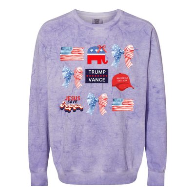 Trump Vance Bow Coquette Vote Presidential 2024 Election Colorblast Crewneck Sweatshirt