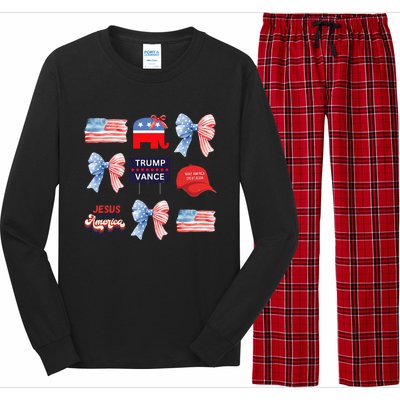 Trump Vance Bow Coquette Vote Presidential 2024 Election Long Sleeve Pajama Set