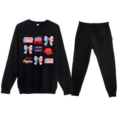 Trump Vance Bow Coquette Vote Presidential 2024 Election Premium Crewneck Sweatsuit Set