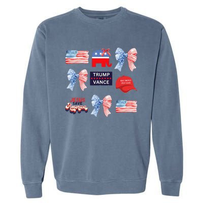 Trump Vance Bow Coquette Vote Presidential 2024 Election Garment-Dyed Sweatshirt