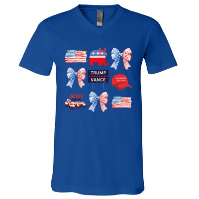 Trump Vance Bow Coquette Vote Presidential 2024 Election V-Neck T-Shirt