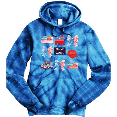 Trump Vance Bow Coquette Vote Presidential 2024 Election Tie Dye Hoodie