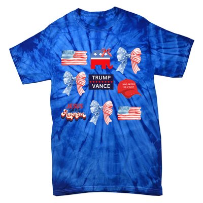 Trump Vance Bow Coquette Vote Presidential 2024 Election Tie-Dye T-Shirt