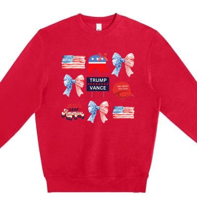 Trump Vance Bow Coquette Vote Presidential 2024 Election Premium Crewneck Sweatshirt