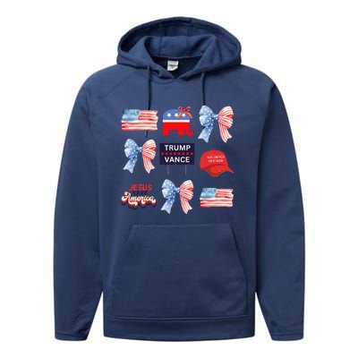 Trump Vance Bow Coquette Vote Presidential 2024 Election Performance Fleece Hoodie