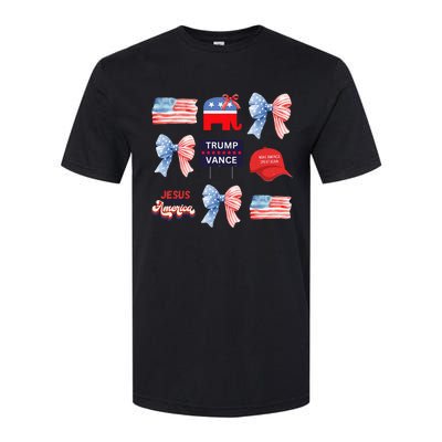 Trump Vance Bow Coquette Vote Presidential 2024 Election Softstyle CVC T-Shirt