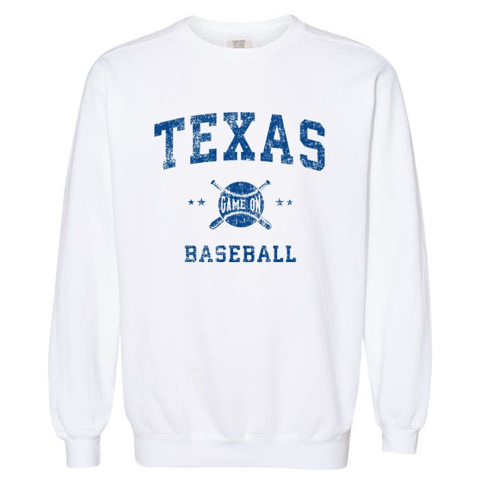 Texas Vintage Baseball Throwback Garment-Dyed Sweatshirt