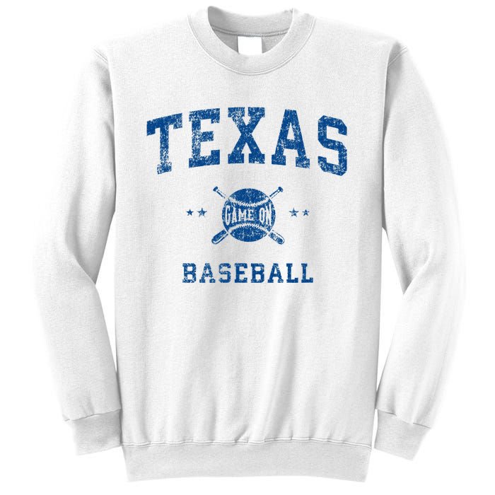 Texas Vintage Baseball Throwback Sweatshirt