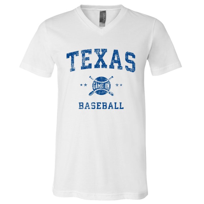 Texas Vintage Baseball Throwback V-Neck T-Shirt