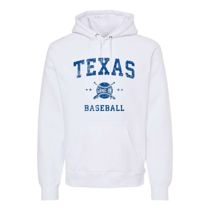 Texas Vintage Baseball Throwback Premium Hoodie