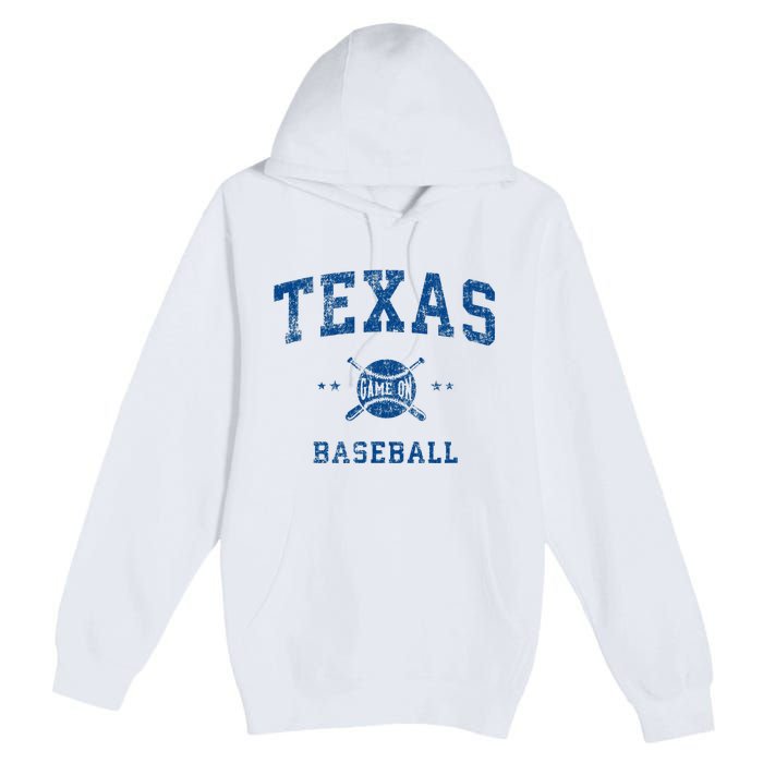 Texas Vintage Baseball Throwback Premium Pullover Hoodie