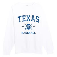 Texas Vintage Baseball Throwback Premium Crewneck Sweatshirt