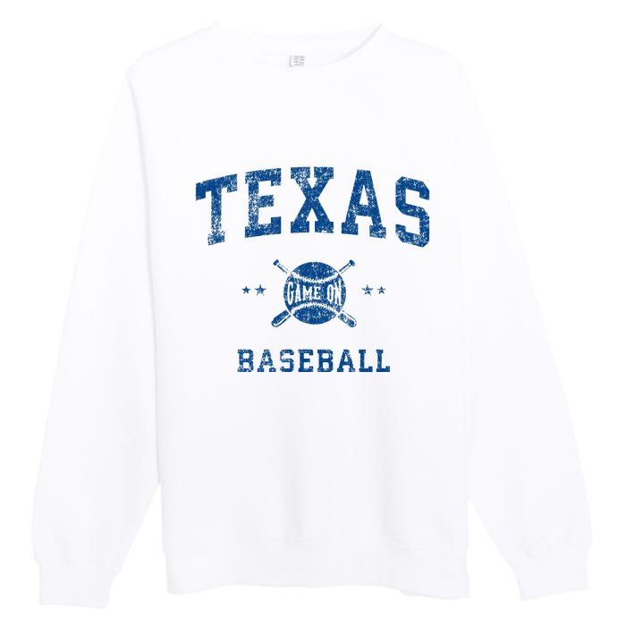 Texas Vintage Baseball Throwback Premium Crewneck Sweatshirt