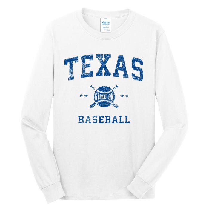 Texas Vintage Baseball Throwback Tall Long Sleeve T-Shirt