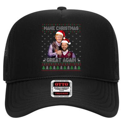 Trump Vance Brothers Make Christmas Great Again Santa High Crown Mesh Back Trucker Hat