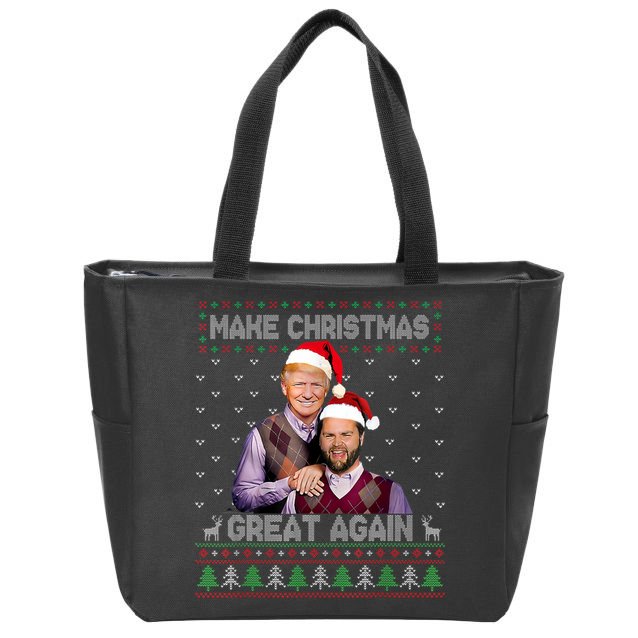 Trump Vance Brothers Make Christmas Great Again Santa Zip Tote Bag