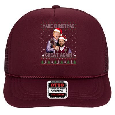 Trump Vance Brothers Make Christmas Great Again Santa High Crown Mesh Back Trucker Hat