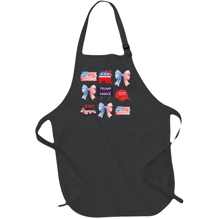 Trump Vance Bow Coquette Vote Presidential 2024 Election Full-Length Apron With Pockets