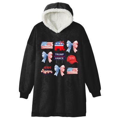 Trump Vance Bow Coquette Vote Presidential 2024 Election Hooded Wearable Blanket