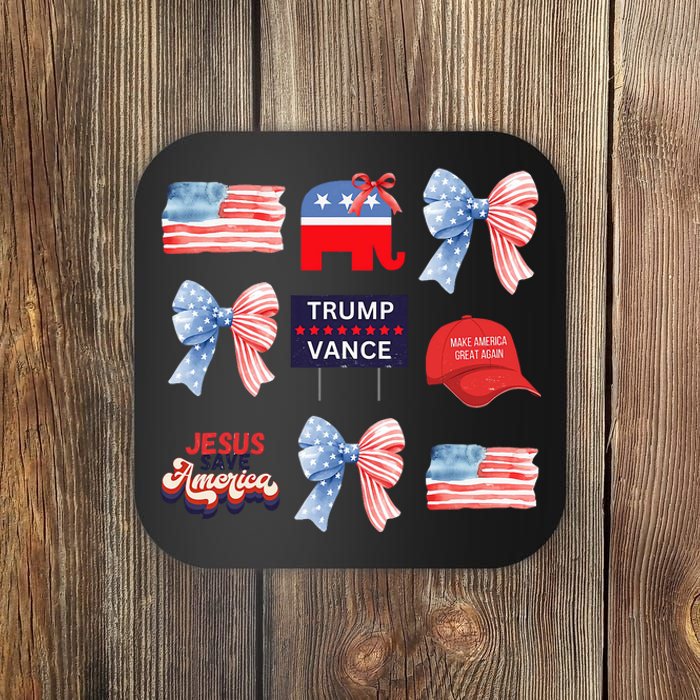 Trump Vance Bow Coquette Vote Presidential 2024 Election Coaster