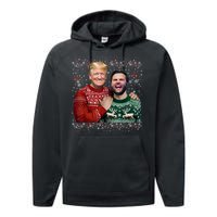 Trump Vance Brothers Funny Ugly Christmas Xmas Sweater Trump Performance Fleece Hoodie