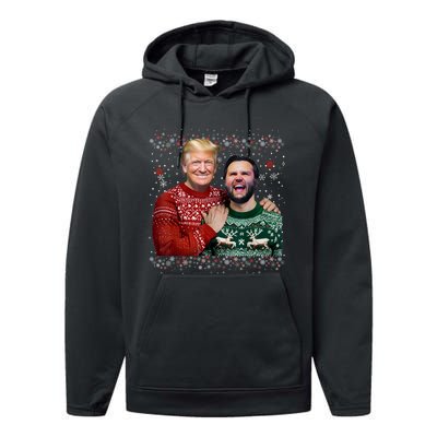 Trump Vance Brothers Funny Ugly Christmas Xmas Sweater Trump Performance Fleece Hoodie