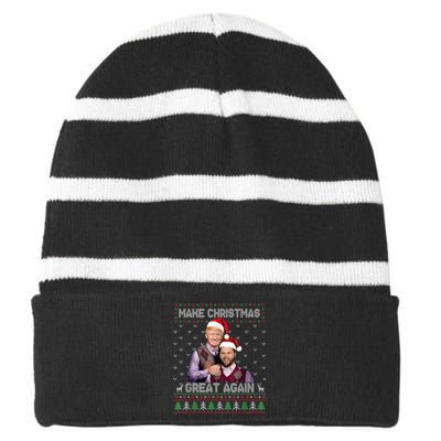 Trump Vance Brothers Make Christmas Great Again Santa Striped Beanie with Solid Band