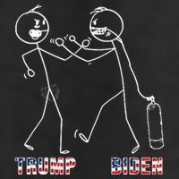 Trump Vs Biden Funny Debate Stickfigure 7 Panel Mesh Trucker Snapback Hat